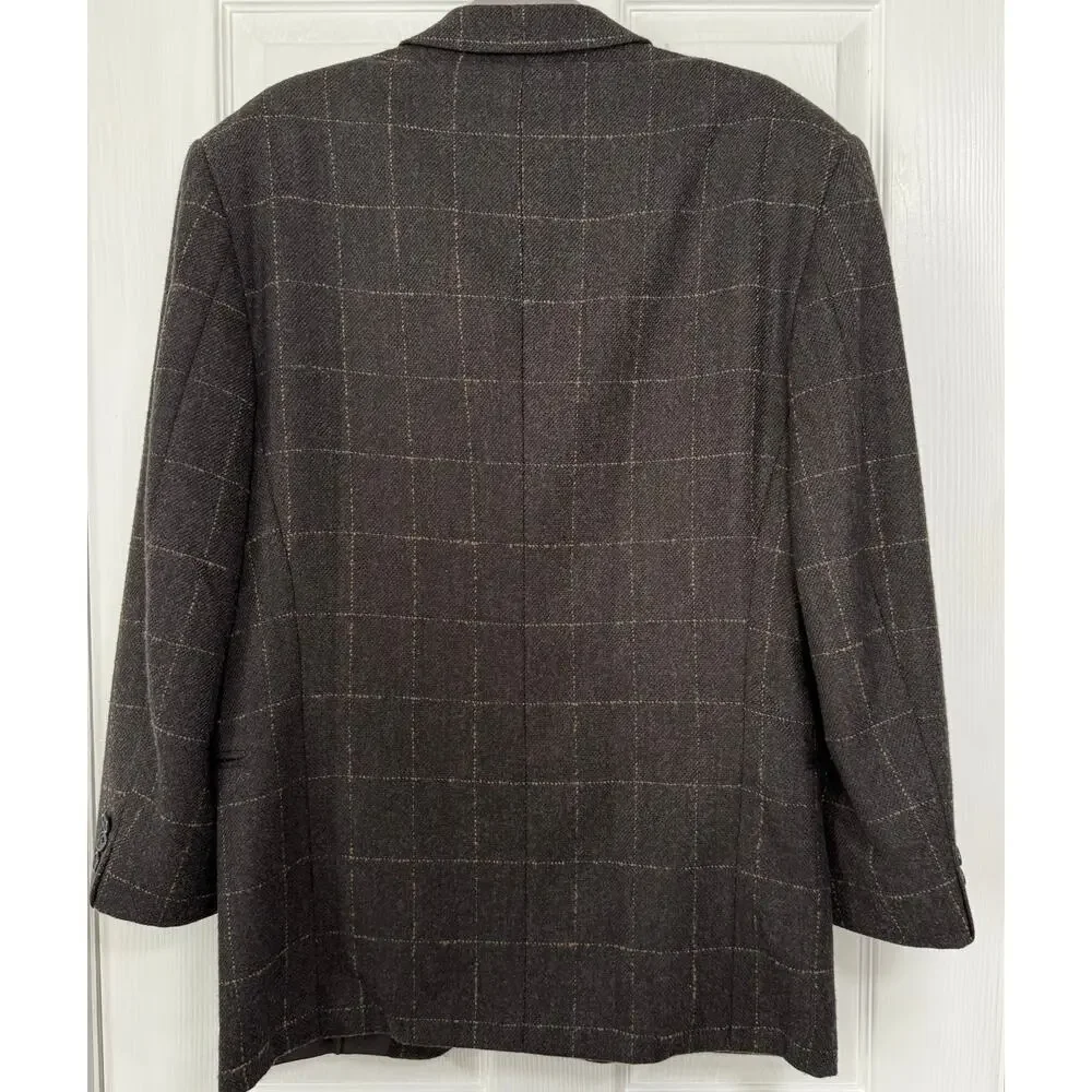 Neiman Marcus Designer Collection 100%Wool Windowpane Sportscoat Blazer 42R